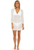 V-NECK PLACKET BELL SLEEVE TUNIC - GOFRET